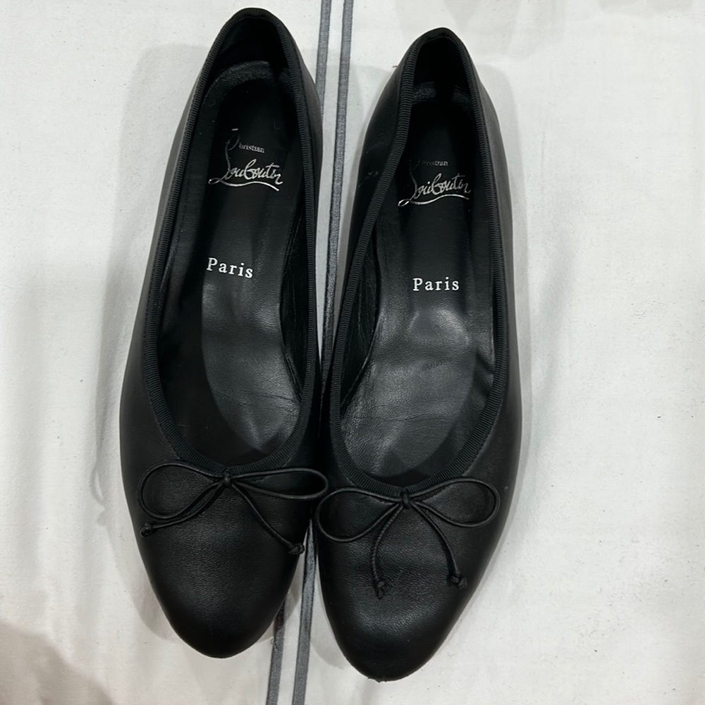 Christian Louboutin Black Soniettina Leather Ballet Flats size 39